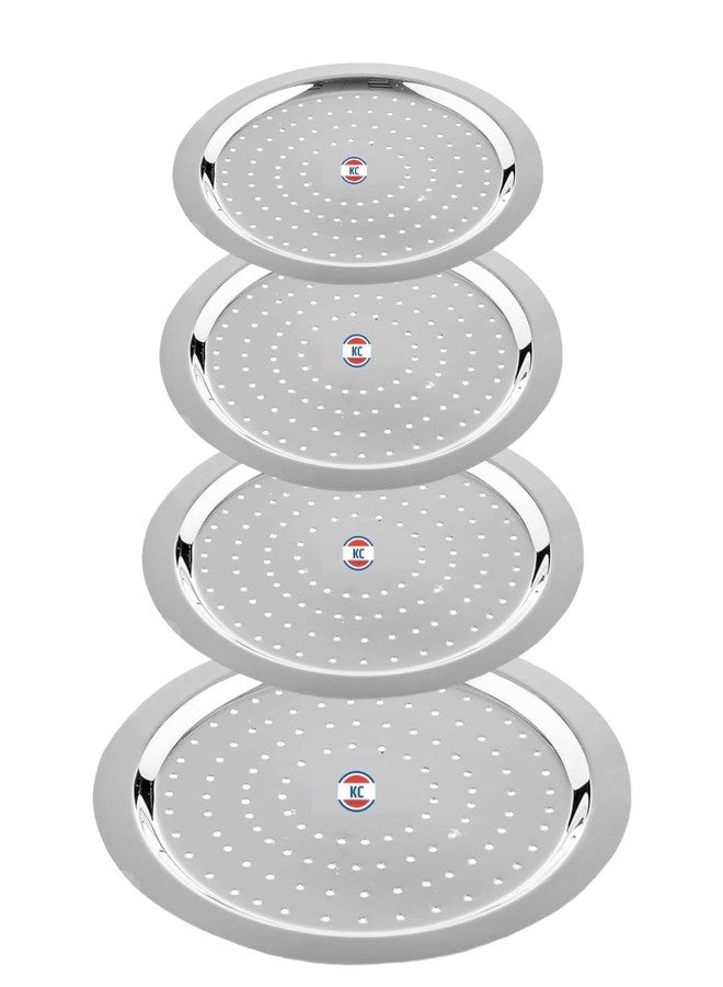 كيه سي طقم أغطية ثقوب من الفولاذ المقاوم للصدأ من كي سي، طبق شبكي من الفولاذ المقاوم للصدأ للأواني، طبق غطاء للحليب، أداة مطبخ متعددة الاستخدامات، طقم من 4 قطع - Image 4